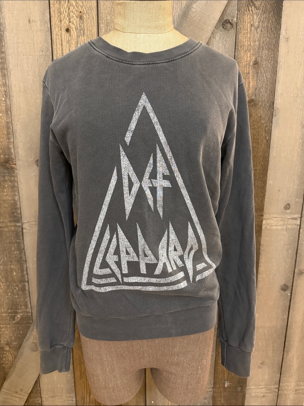 Daydreamer Def Leppard Oversized Graphic Sweatshirt XS Charcoal Rock Band Casual